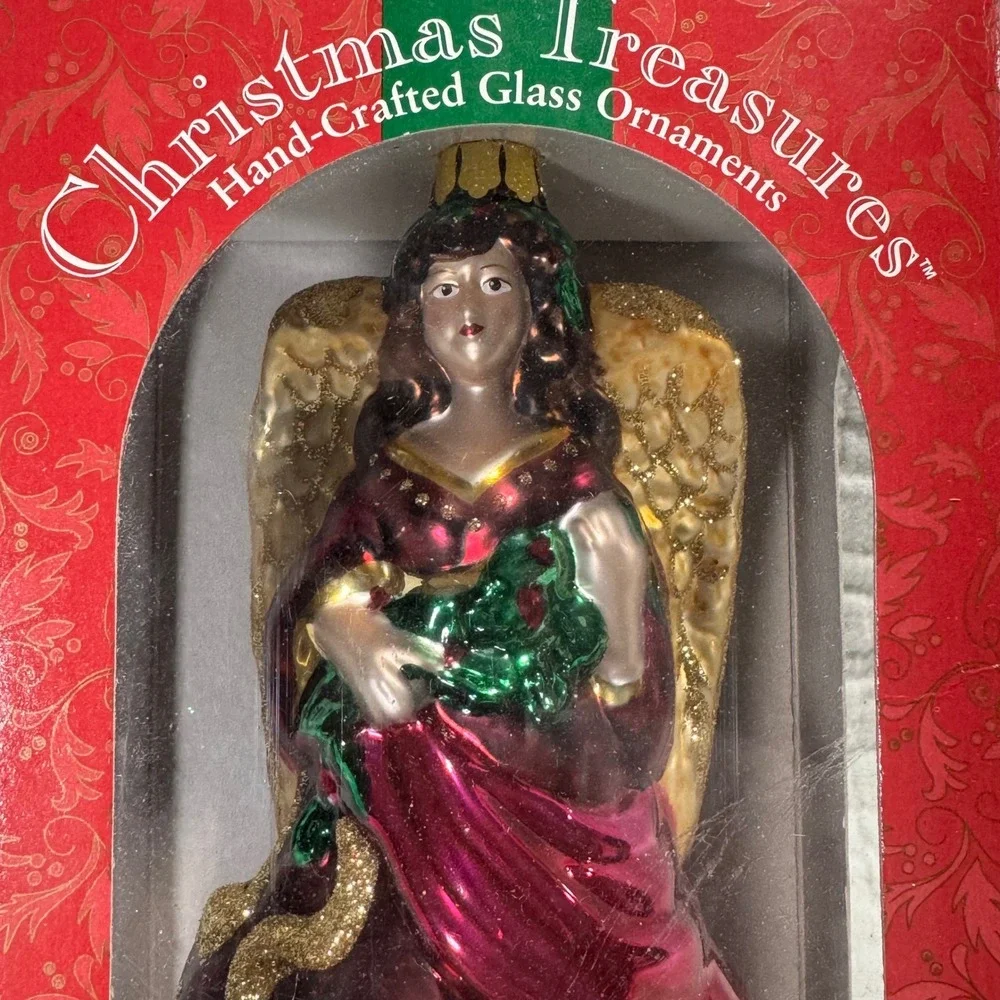Vintage Brass Key‎ Large Glass Ornament Classic Angel Christmas Treasures